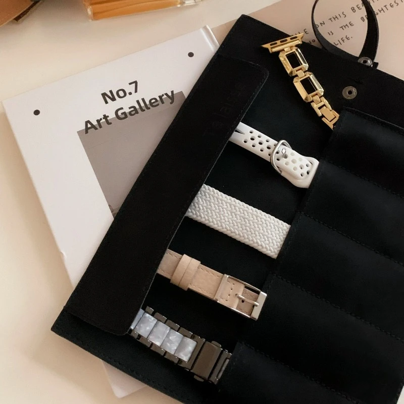 5 슬롯 시계 밴드 롤 주최자 가죽 여행용 보관 케이스 방수 다기능 휴대용 시계 스트랩 홀더 상자