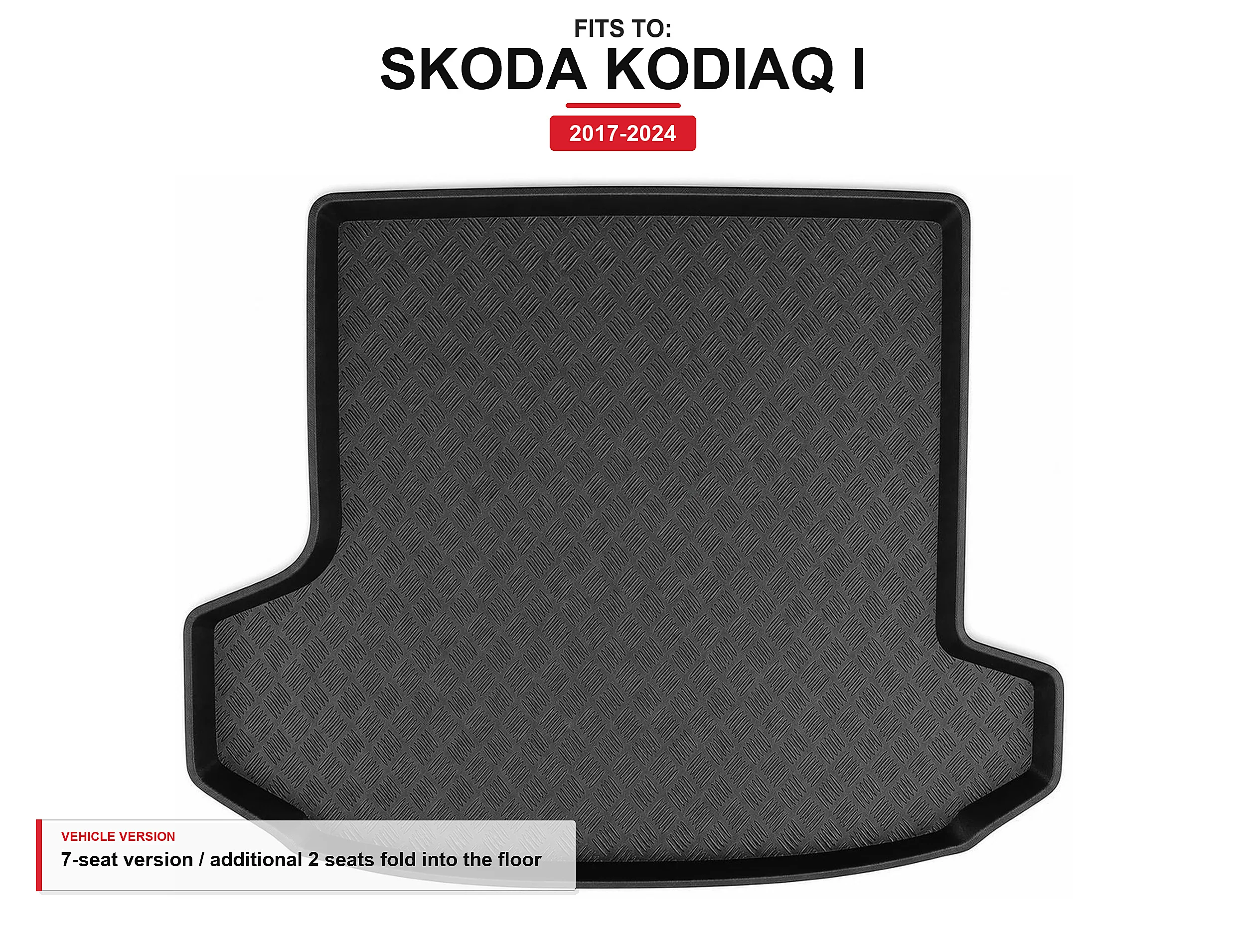Kofferbakmat met rand voor: Skoda Kodiaq I 2017-2024 7-persoons versie