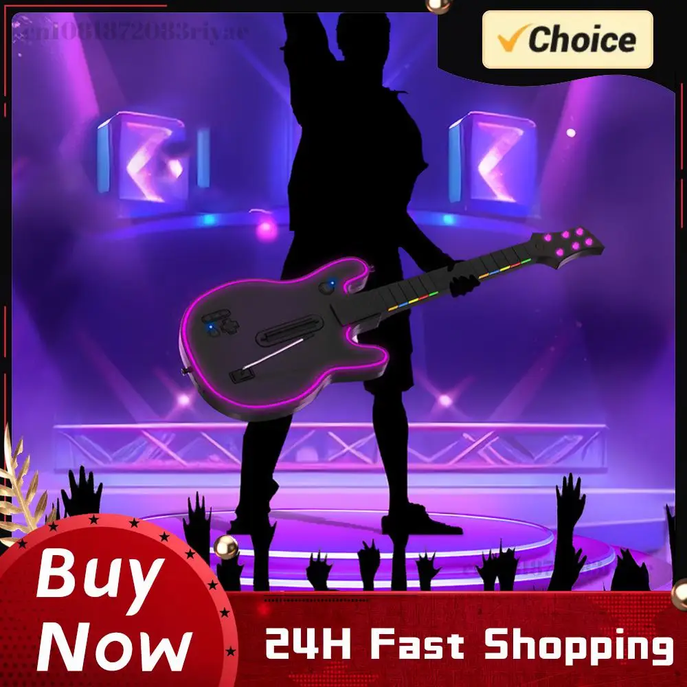

Wireless Guitar Controller 2.4G Gaming Controller with Strap & Dongle for PS4 PS3 PC Guitar Hero Clone Hero Rock Band