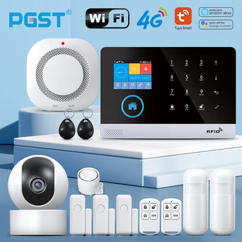 شاشة PGST 103 2.4 بوصة 4G 2G WIFI GSM نظام أمن الوطن Bulgar للمنزل 433MHz APP بطاقة تحكم وتتفاعل مع حركة PIR