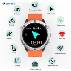 SUNROAD GPS Men Digital Sports Watch Fitness Tracker Run Waterproof Altimeter Barometer Compass Pedometer Watches Clock