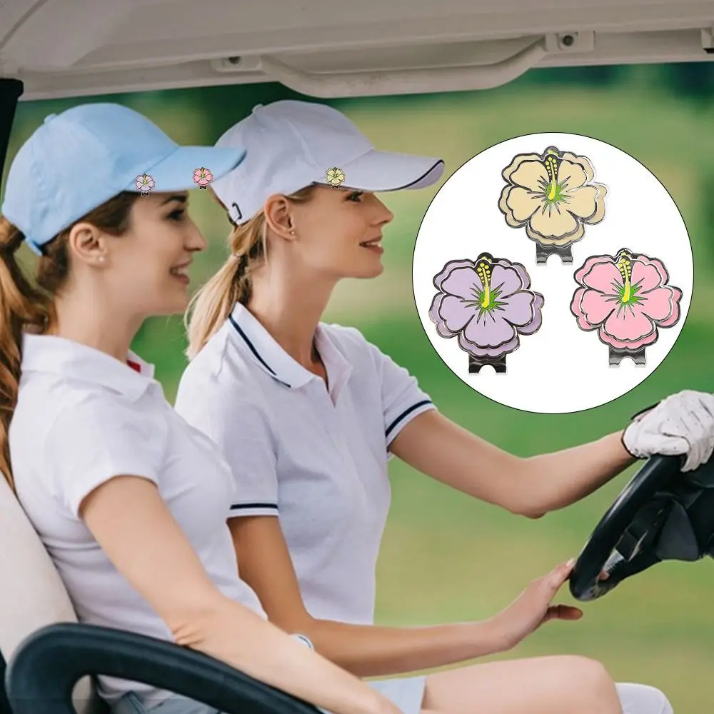 Pince magnétique pour chapeau de golf pour femme, fleur, jaune, violet, marqueur de balle, rose, aucune fleur