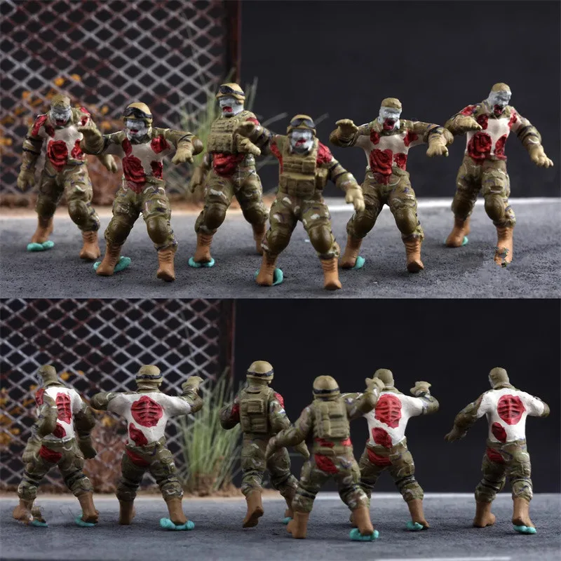 

1:72 модель из смолы, 3D печать, окрашенная, 6 шт., Зомби-солдаты, экшн-фигурка, сделай сам, сцены, коллекция аксессуаров, дисплей, фанаты, куклы, подарки