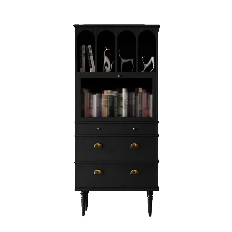 

Retro American side cabinet Medieval multi-functional display cabinet Wine cabinet French solid wood bookcase