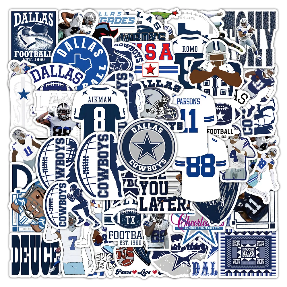 10/30/50PCS New Dallas Cowboys Stickers Football Cartoon Graffiti iPad Helmet Car Guitar DIY Scrapbook Toys Decoration Wholesale