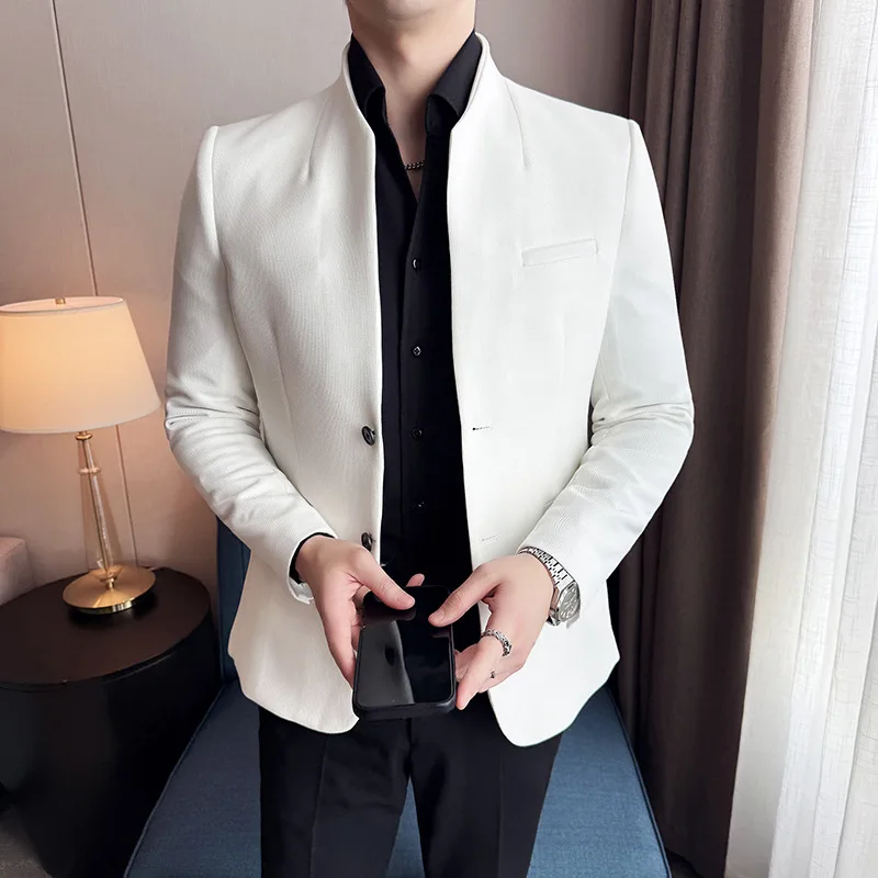 

Spring Men's Suit Korean Version Slim Stand-up Collar Fashion Casual Suit Solid Color Slim Men's Jacket