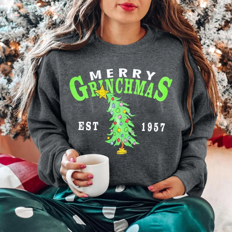 Women's Christmas Sweatshirt Christmas Tree Happy Hoodie