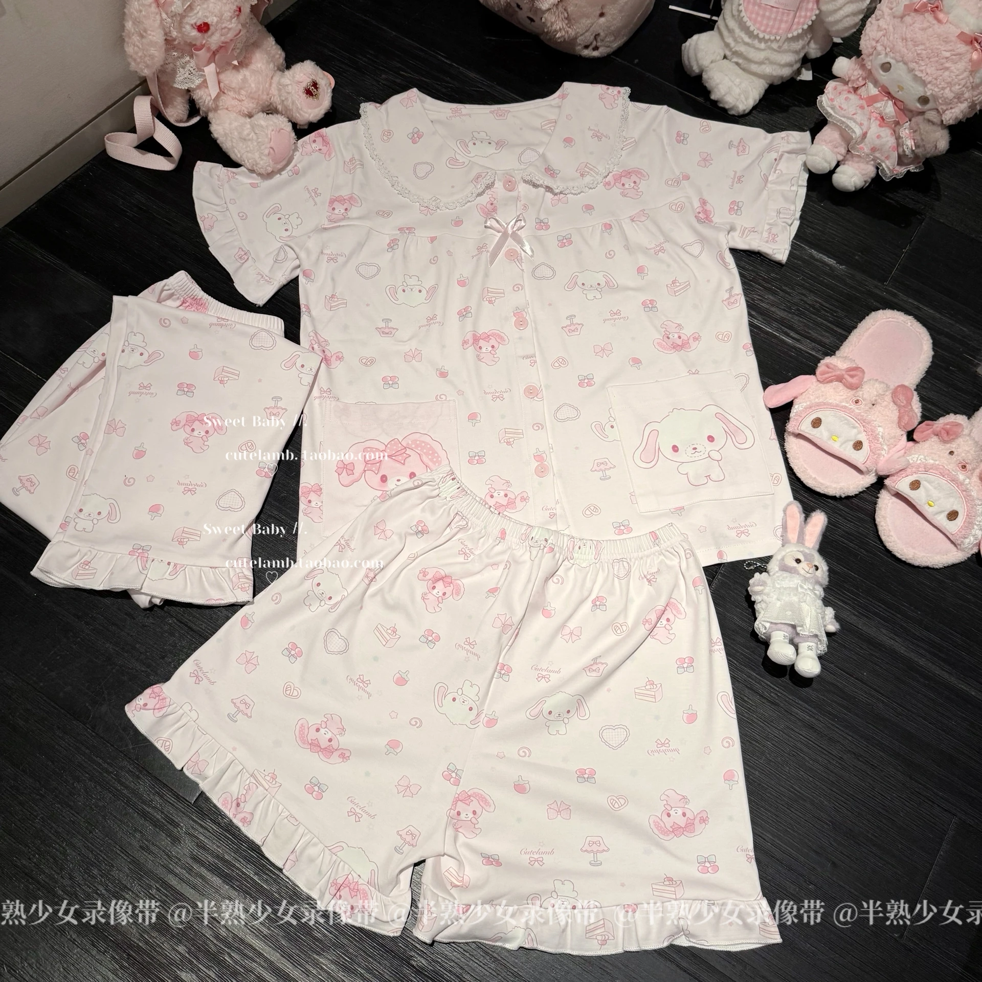 Original Japanese 2025 New Doll Sweet Girl Collar Long-sleeved Pajama Set Cute Pure Cotton Soft Breathable Loungewear