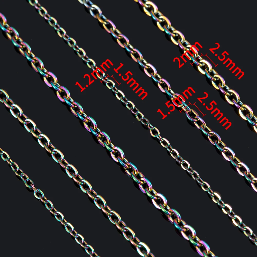 2 متر اللون الفولاذ المقاوم للصدأ شقة الصليب O على شكل سلسلة الأساسية DIY بها بنفسك البند سلسلة سوار الجسم سلسلة رئيس حلية الملحقات