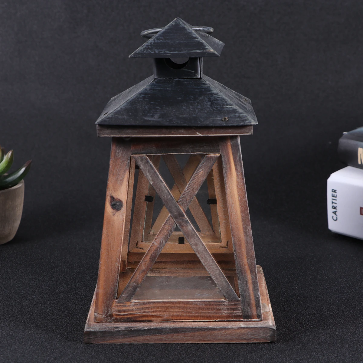 

Hanging Iron Wood Holder Decorative Storm For Tabletop Mantle Entryway Desktop Decoration Tea Light Not Included Charcoal Grey