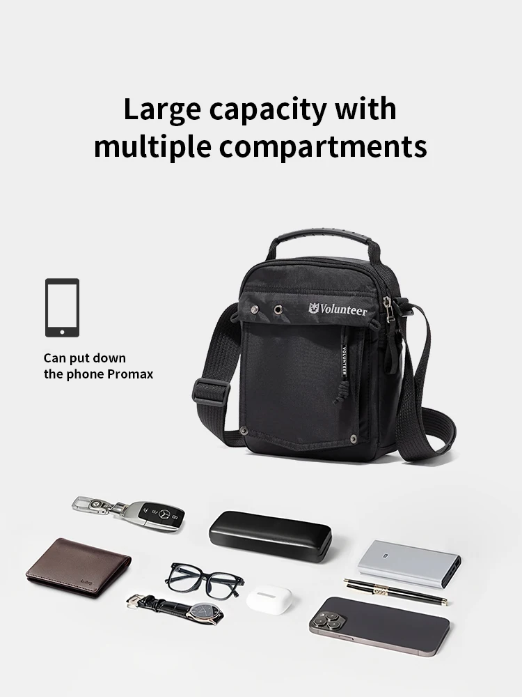 VOLUNTEER 3L Men Handbag Casual Waterproof Oxford Cloth Phone Shoulder Bag 2026 New Commuter Small Crossbody Bags Man 1886-07
