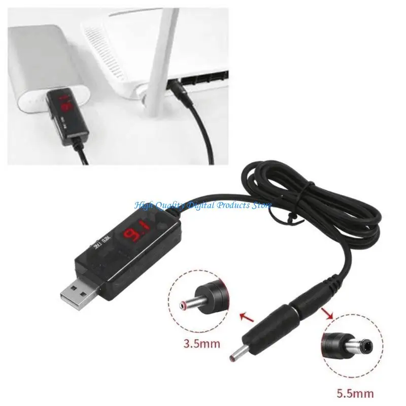 

U2JE USB Converters Cable DC5V to 9V 12V USB to 5.5x2.1mm and 3.5x1.35mm Adapter