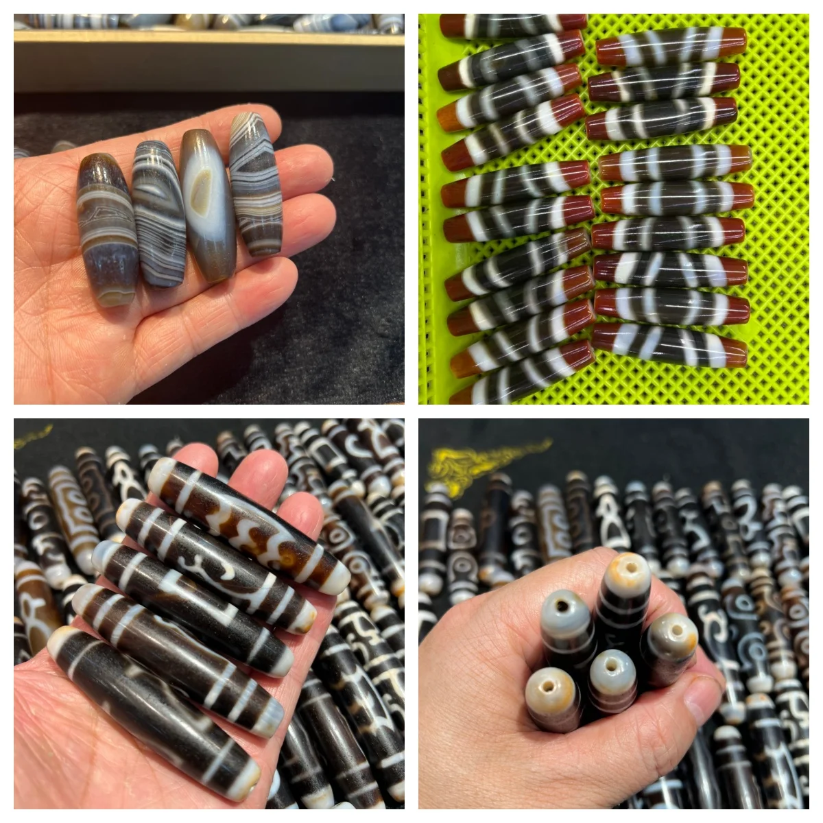 

Taiwanese craft natural twisted agate Dzi bead red white black lines beads black white Dzi bead, weathered patina loose beads