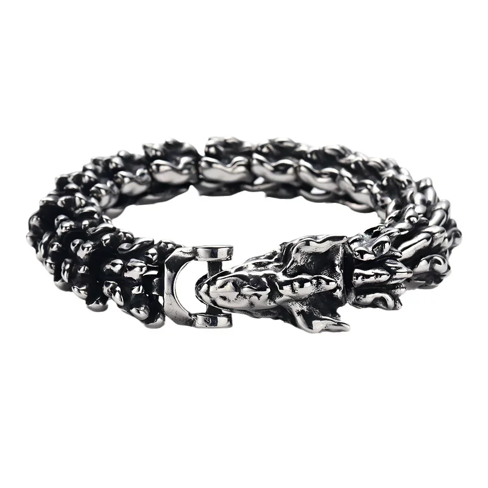 CHUANGCHENG Domineering Punk Retro Dragon Bone Dragon Pattern Dragon Scale Men's Bracelet