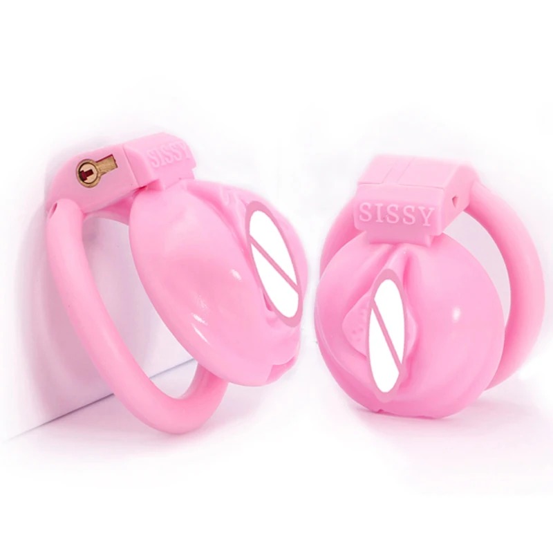 Pink Sissy Penis Lock For Male Small 정조대 Chastity Cage With 4 Sizes Arc Cock Ring 콕링 Lightweight Dick Exercise sextoy For Men