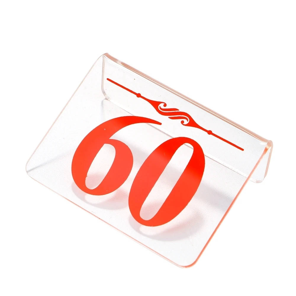 New Arrival L - Type Restaurant Table Number Card Clear Acrylic Digital Number Seat Table Signage Hotel Desk Sign Rack 5pcs/lot
