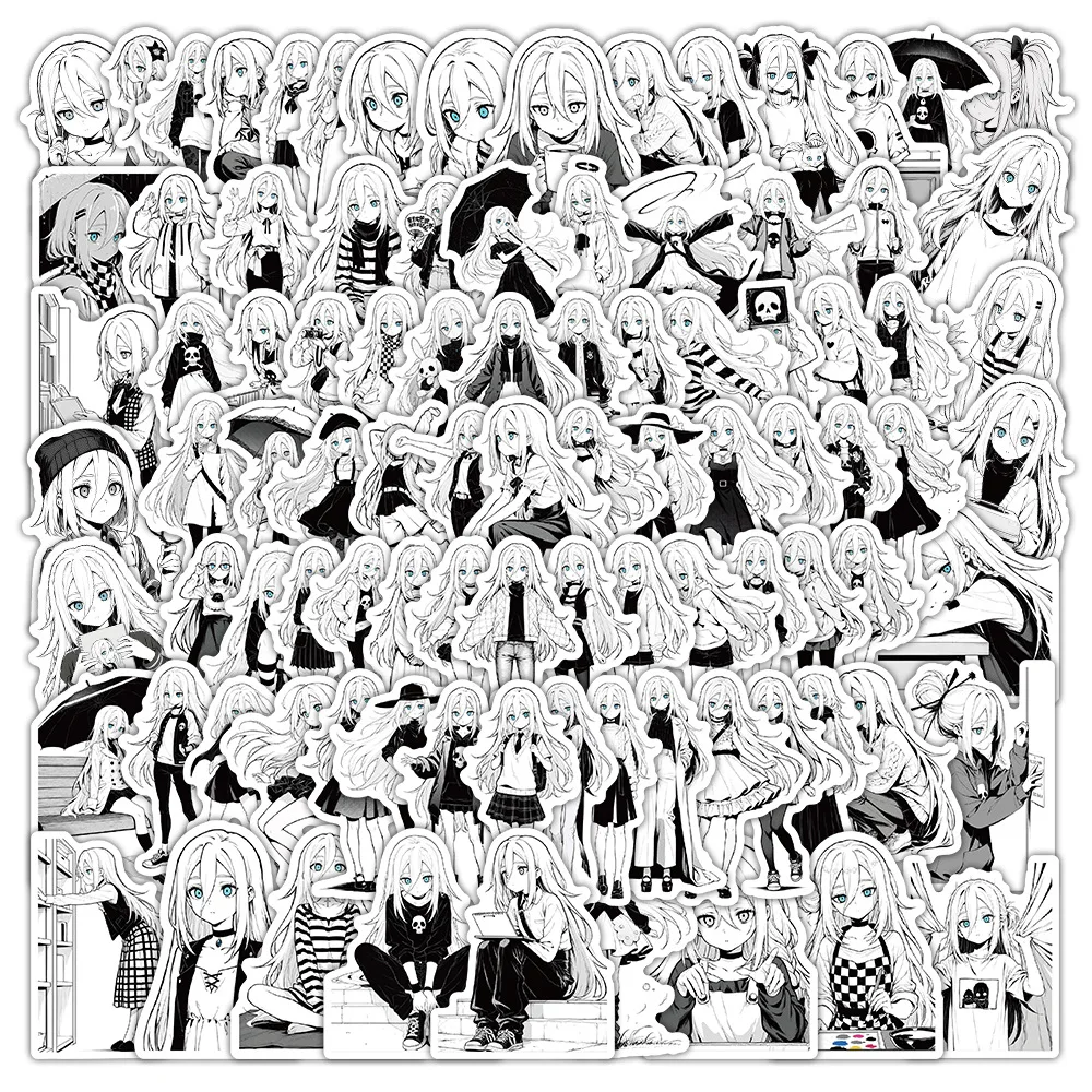 50/100PCS Rachel Gardner Cartoon Aufkleber Angels of Death Anime Dekoration Schwarz Weiß DIY Spielzeug Laptop Gitarre Auto Fahrrad Aufkleber