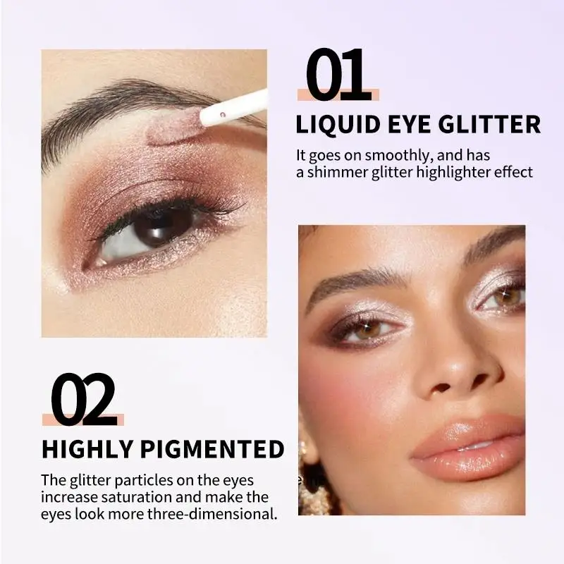ظلال عيون سائلة لامعة صغيرة، مكياج لامع مقاوم للماء، ألماس معدني لامع، مستحضرات تجميل أنيقة تدوم طويلاً