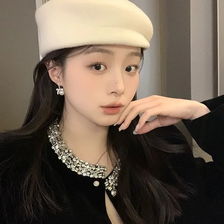 Pendientes de aro con lazo de mariposa y perla de circón para mujer, de Plata de Ley 925, joyería fina bonita, accesorios minimalistas