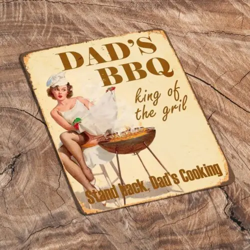 Pin up Dads BBQ, король гриля-металлический знак