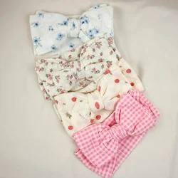Past Alle Baby Katoenen Strik Hoofdband Kinderen Draai Bloemenprint Tulband Headwrap Kids Meisjes Hoofddeksels Pasgeboren Knoop Brede Hoofdbanden