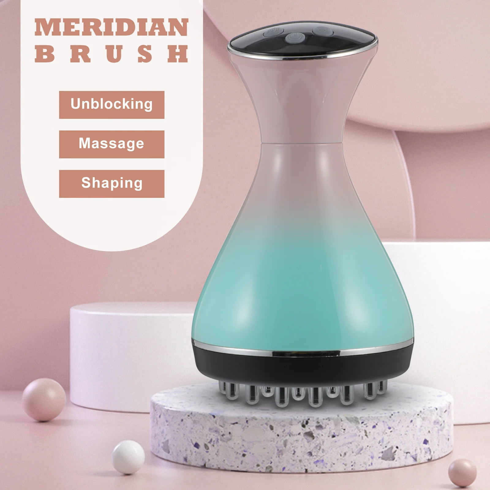 

1 set Pulse Neck Massager Sky-Blue Ergonomic Design Deep Muscle Relaxation Meridian Unblocking Electric Body Massage Tool