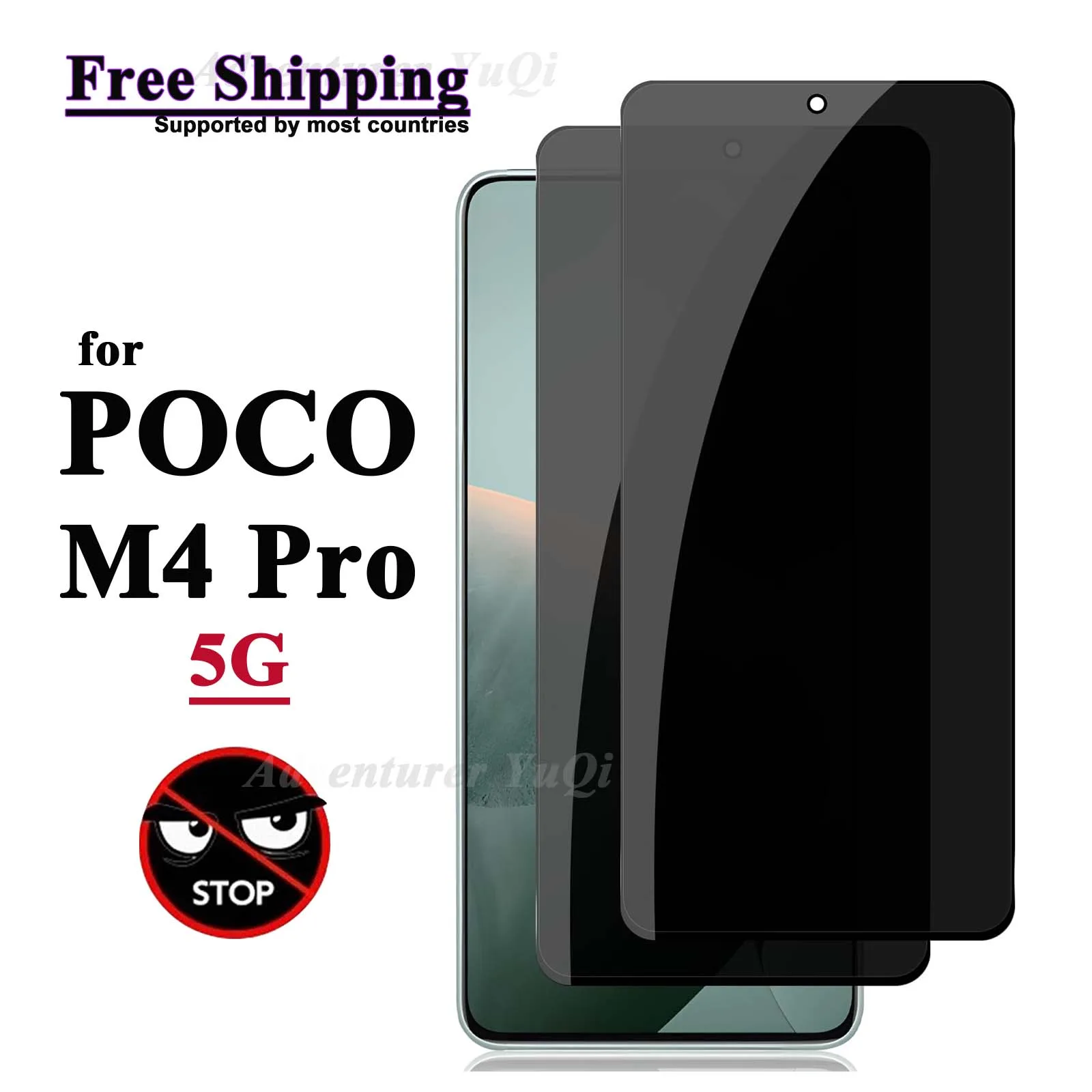 

Anti Spy Screen Protector For POCO M4 Pro 5G Xiaomi, Tempered Glass Privacy Anti Peep Scratch 9H Case Friendly High Aluminum