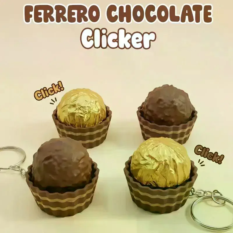 Simulated Chocolate Keyboard Keychain Fidget Toys Push Stress Relief Sensory Toys 3D Chocolate Keyboard Clicker For Kids Adults