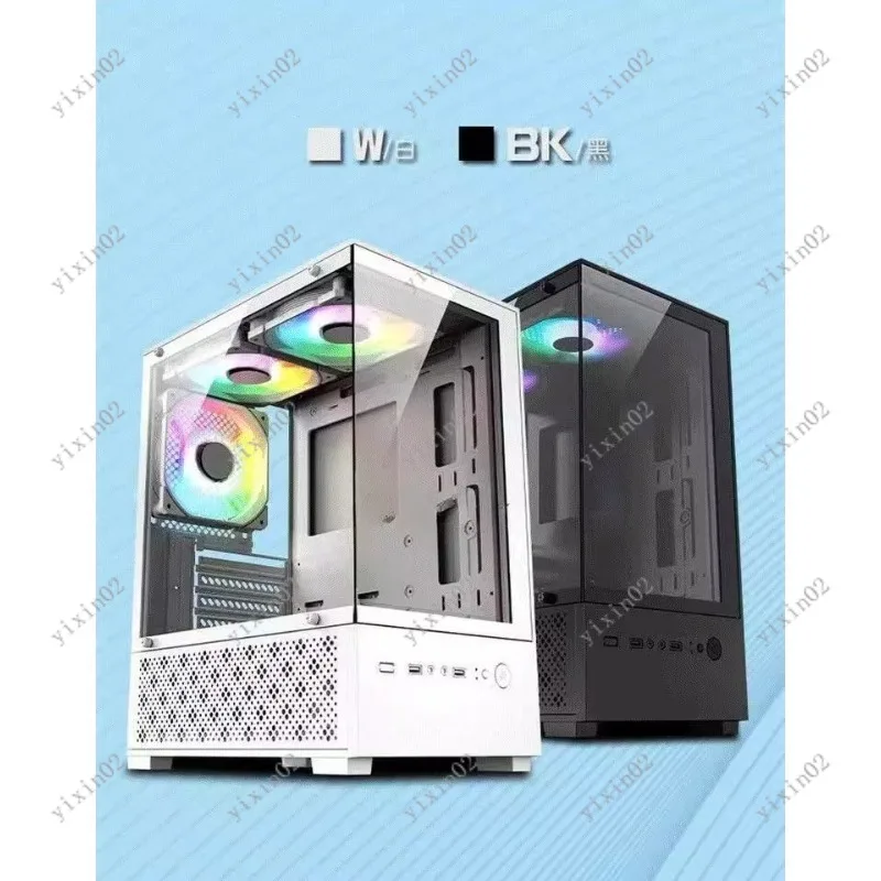 

MATX Transparent Glass Computer Case Frameless Panoramic View Mini Tower Desktop Shell