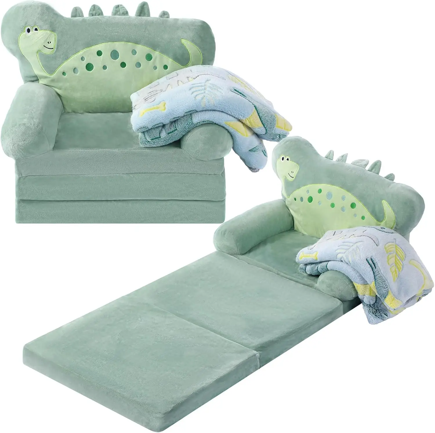 

Toddler Chairs Comfy Dinosaur Toddler Couches That Fold Out With Blanket 2-In-1 Kids Fold Out Couch Velvet Child Foldable