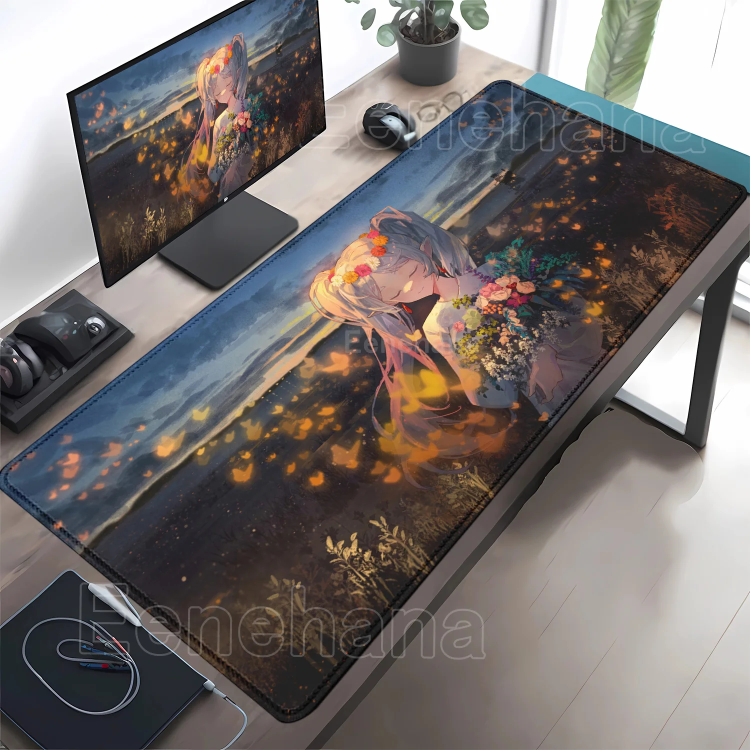 Anime Kawaii Girl Mouse Pad Sousou No Frieren Beyond Journey End Keyboard Laptop Lotus Flower Mousepad PC print offices Desk Mat