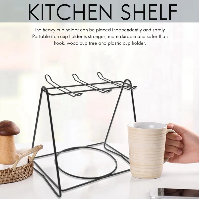 Stainless Steel Coffee Cup Holder Hanging Partition Cup Holder Innovative Storage Rack Iron Cup Shelf Stand For Kitchen Counter