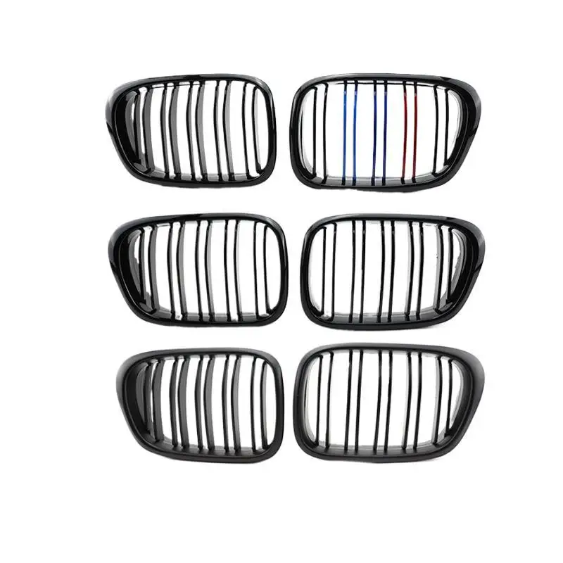 

Suitable for 2002-2004 BMW 5 Series E39 to double-line bright black middle net three-color front grille carbon pattern middle ne