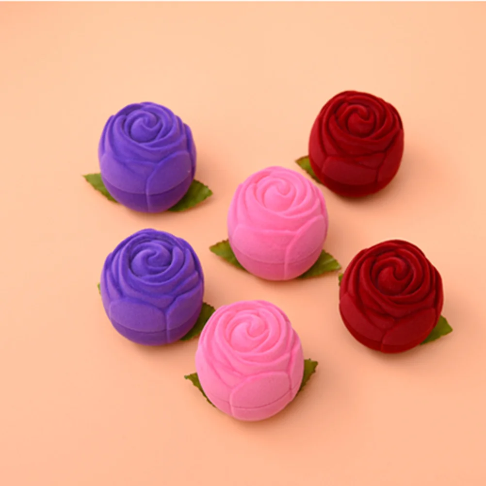 

1 шт., коробка для хранения ювелирных изделий в форме красной розы, портативный органайзер для путешествий, флокированная подушка, защитные кольца, серьги