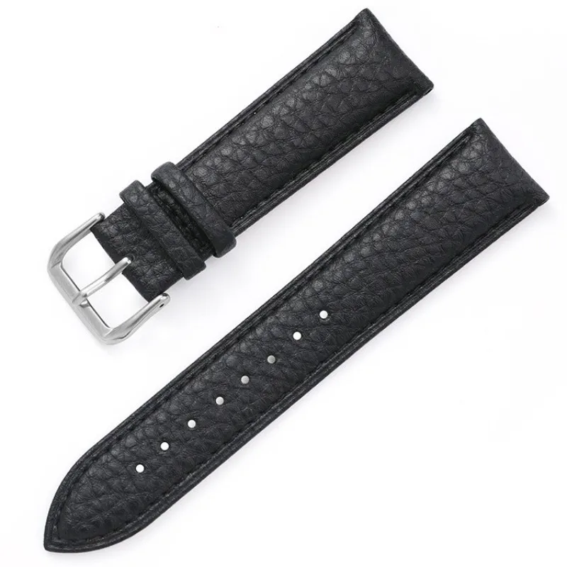 12 14 16 18 19 20 21 22 24 mm High Quality Lychee Grain Calfskin Watch Strap Waterproof  Wristband Pin Buckle Accessories