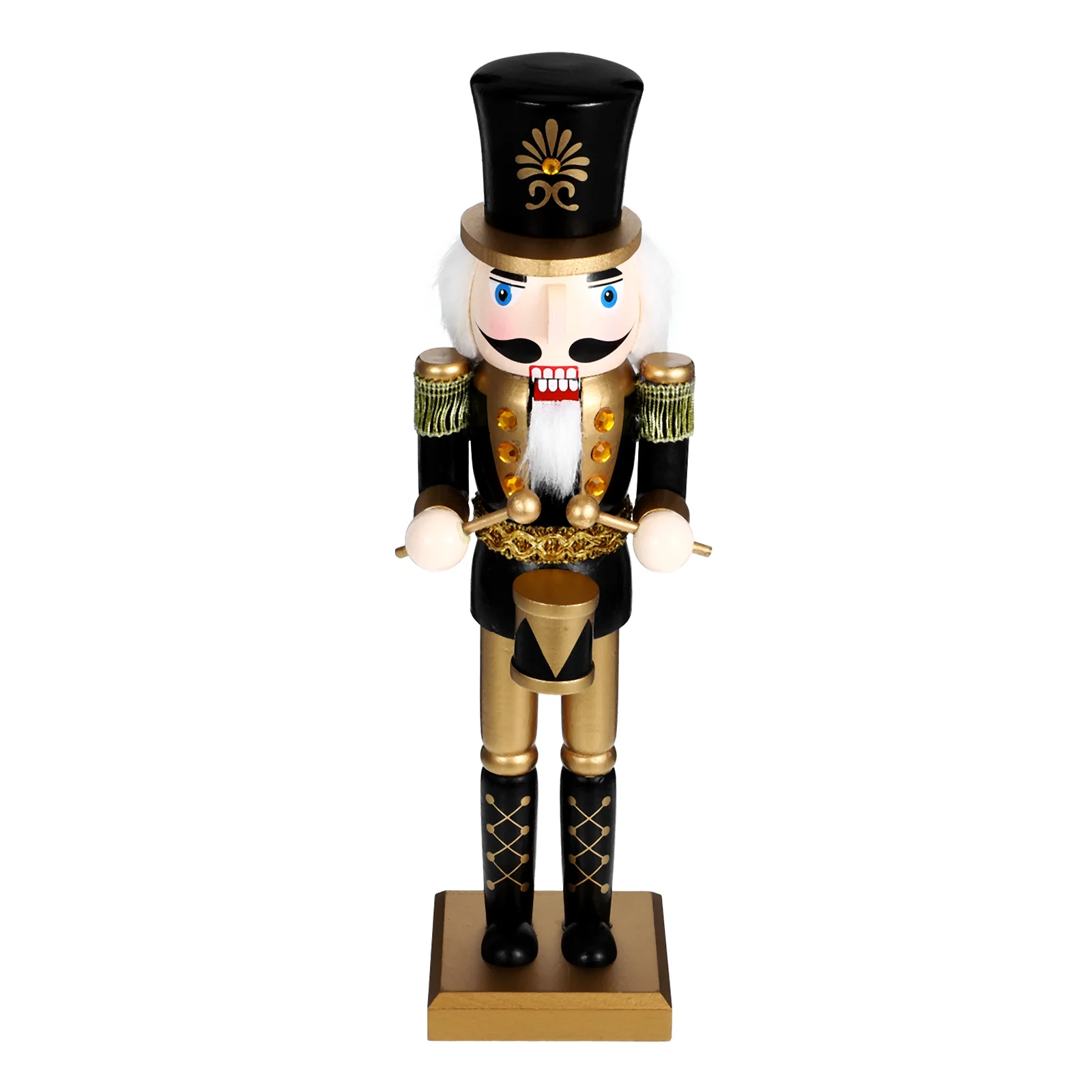 

Nutcracker Ornament Christmas Wooden Nutcrackers Black Gold Decor Desktop Mantel Shelf Xmas Gift Holiday Idea Craft Statue