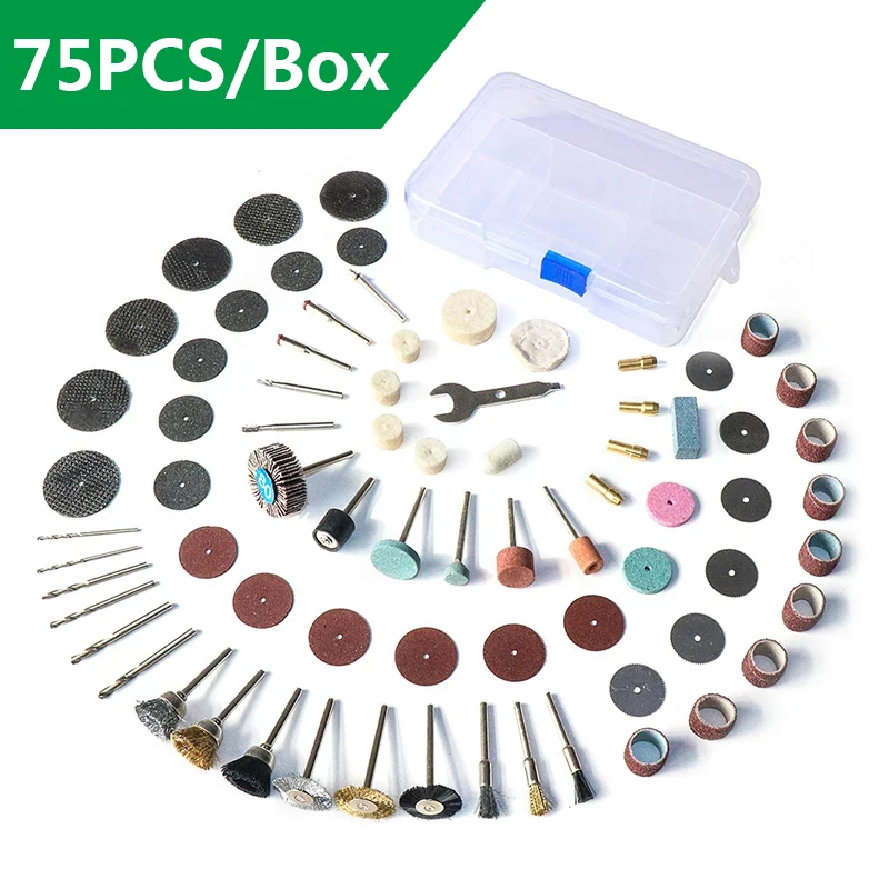 

75PCS/Box Wood Metal Engraving Electric Rotary Tool Accessory for Dremel Bit Set Grinding Polish Cutting Cut 3.2mm Shanked