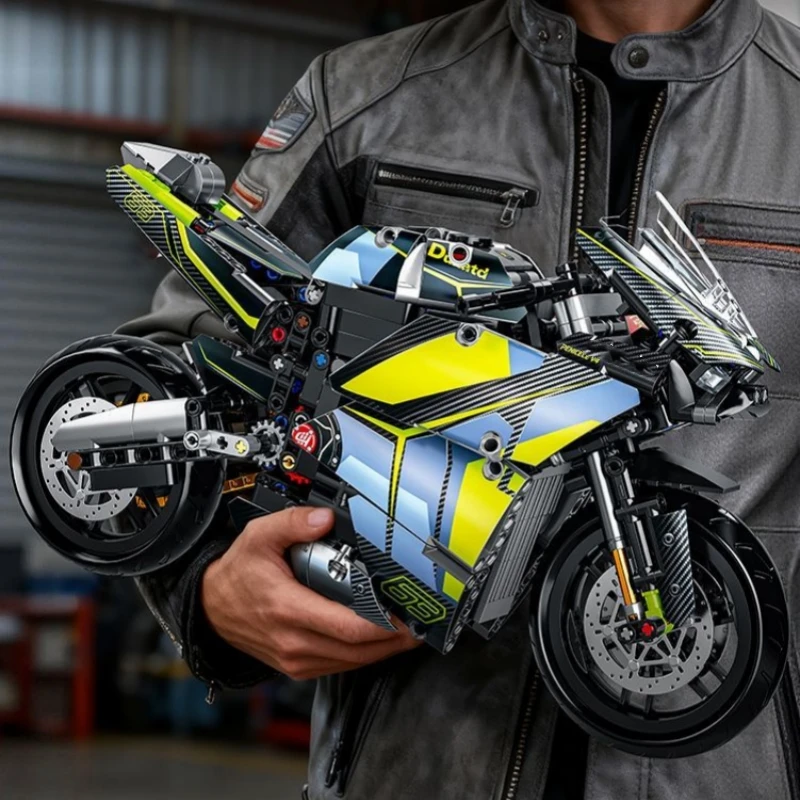 โมเดลรถมอเตอร์ไซค์แข่งทางเทคนิค ชุดตัวต่อรถมอเตอร์ไซค์ชื่อดัง ของตกแต่งโต๊ะทำงาน ยานพาหนะในเมือง ของเล่นเด็ก ของขวัญเทศกาล