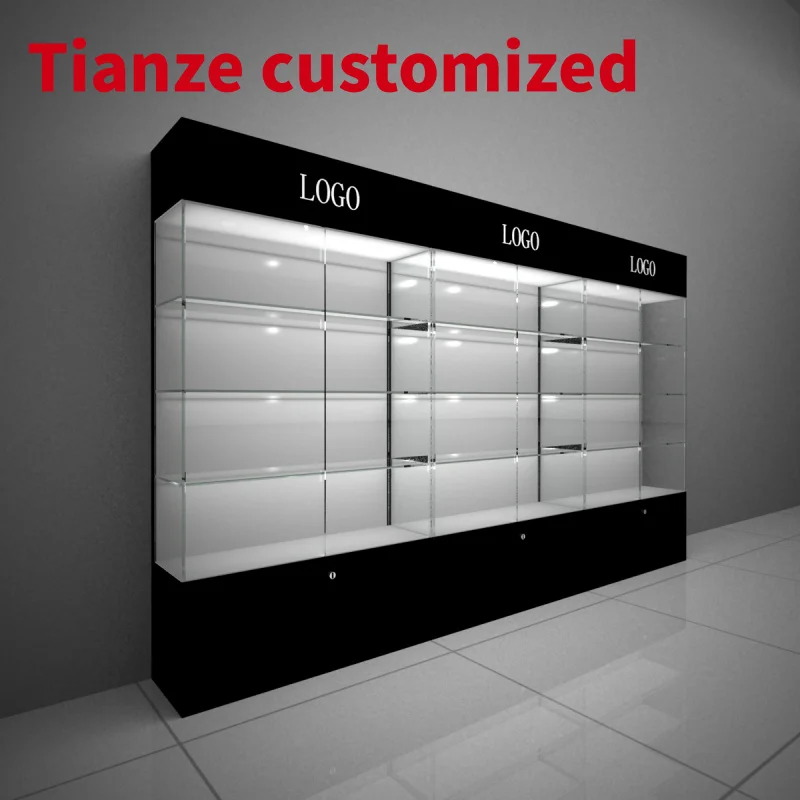 

(customized)Jewelry show cases store furniture smoke shop fixture retail wooden cabinet mall kiosk display glass showcase