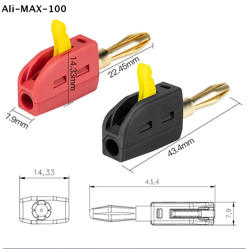 【Sv】Portable 32A 4mm Banana Plug High Current Quick Connect Gold-Plated Banana Connectors Audio Copper Speakers Amplifier