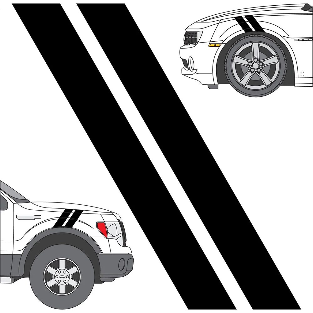 

Universal Fit 3" Hash Mark Fender Stripes for any Car or Truck 2 Pair 3M Vinyl DIY Decals