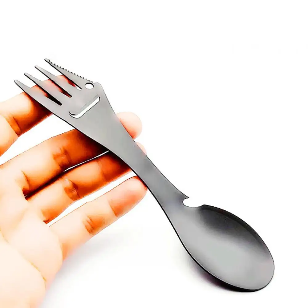 Portable Multitool Flatware Can Opener Camp Spork Cutlery Utensil Bottle Picnic Titanium Alloy Tableware Fork Spoon