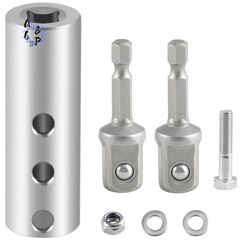 A68P-Stainless Steel Trailer Jack Electric Drill Adapter With 2Pc 1/2Inch Socket Adapter Bit Compatible With Jack Drive Shaft