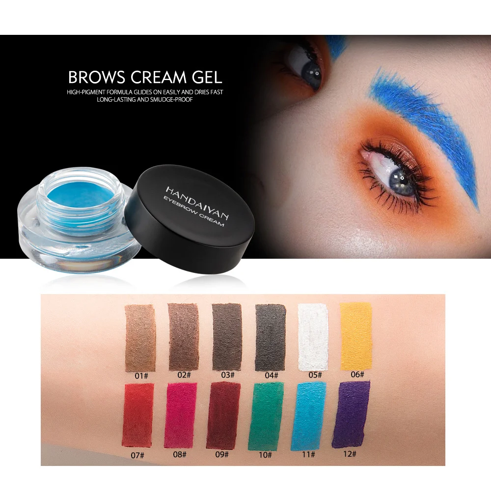 Tinte de cejas profesional, maquillaje colorido, lápiz líquido impermeable para cejas, delineador de ojos sin manchas de larga duración, 12 colores, cosméticos para ojos