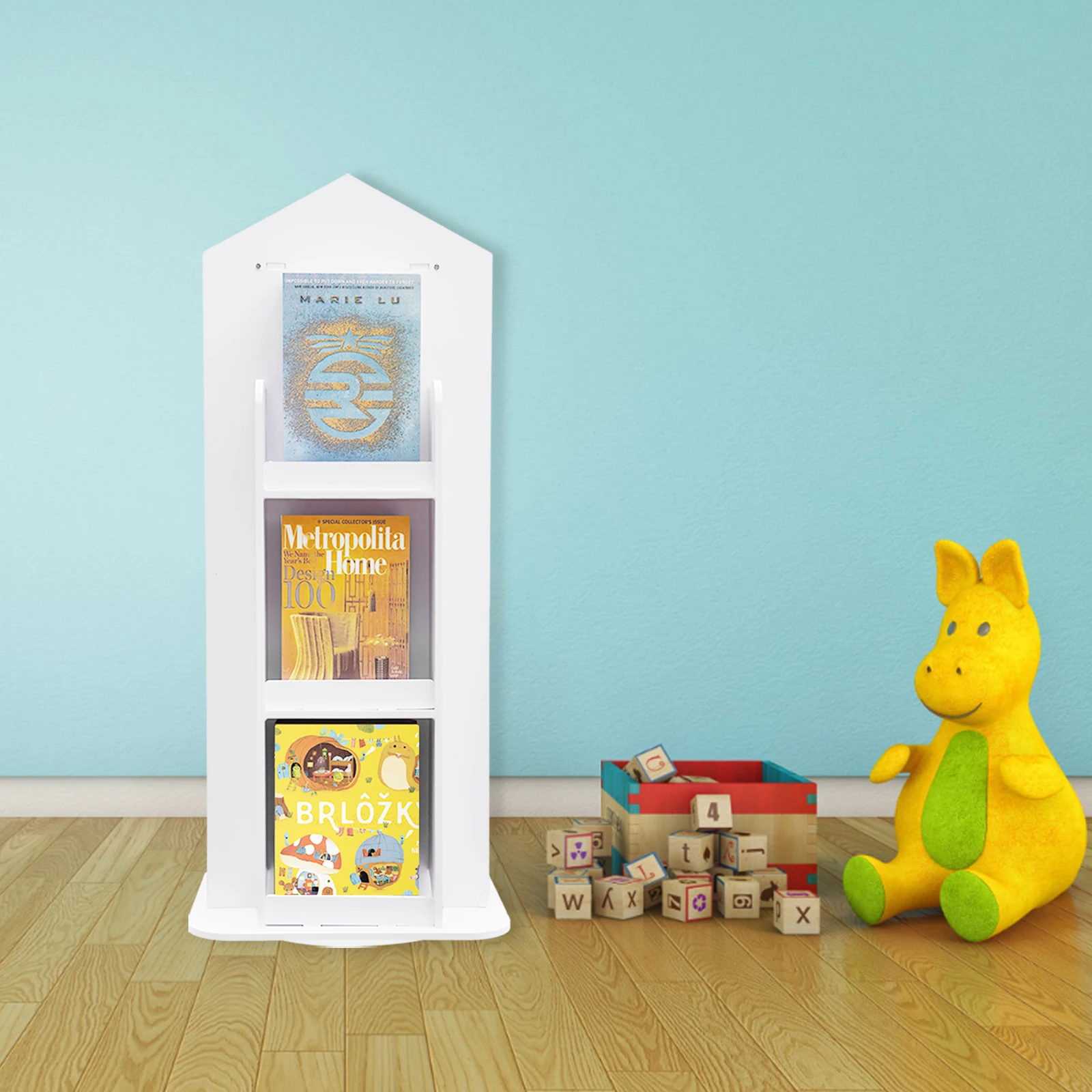 

Трехъярусный напольный многофункциональный органайзер-стеллаж 360 ° Вращающаяся полка-стеллаж для хранения с продуманными перегородками