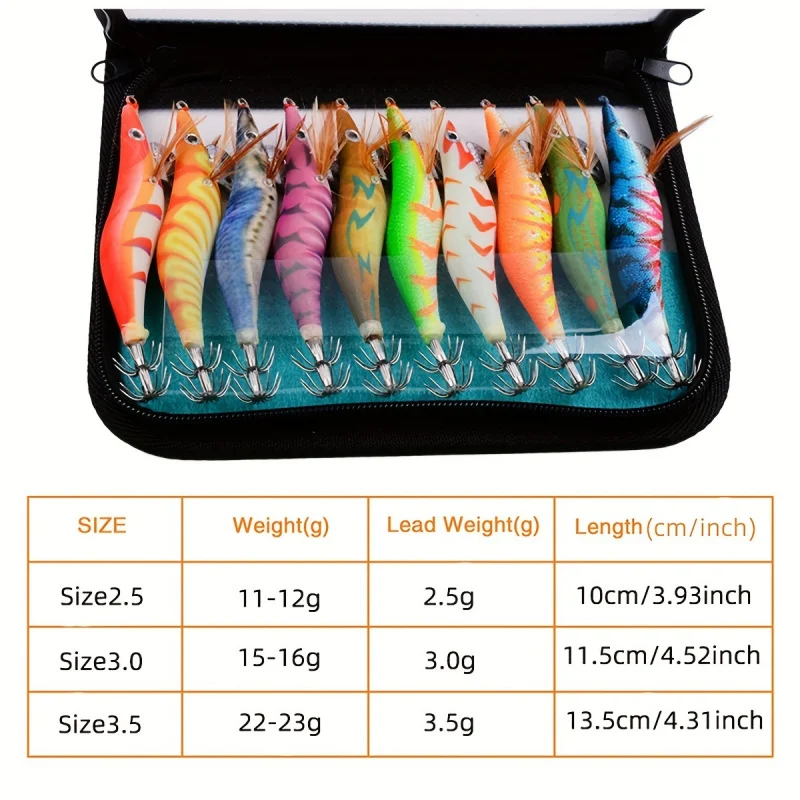 Fishing Bait2.5/3.0/3.5Luminous Wood Shrimp Pack Squid Hook Octopus Cuttlefish Lure BaitJIGSuit