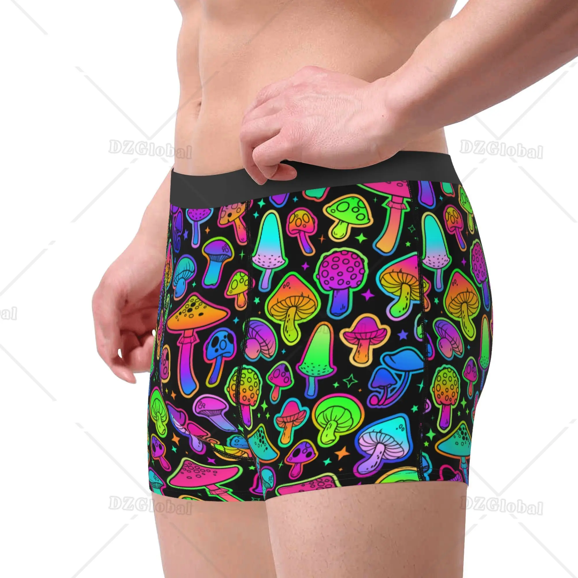 Men\'s Psychedelic Magic Underwear Mushrooms Funny Boxer Briefs Shorts Panties Male Breathable Underpants S-XXL