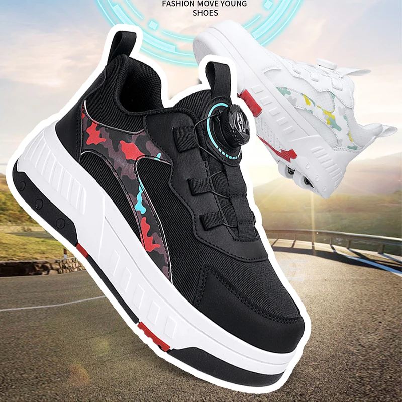 Youth sports shoes 4-wheeled roller skates for students outdoor detachable multifunctional running shoes