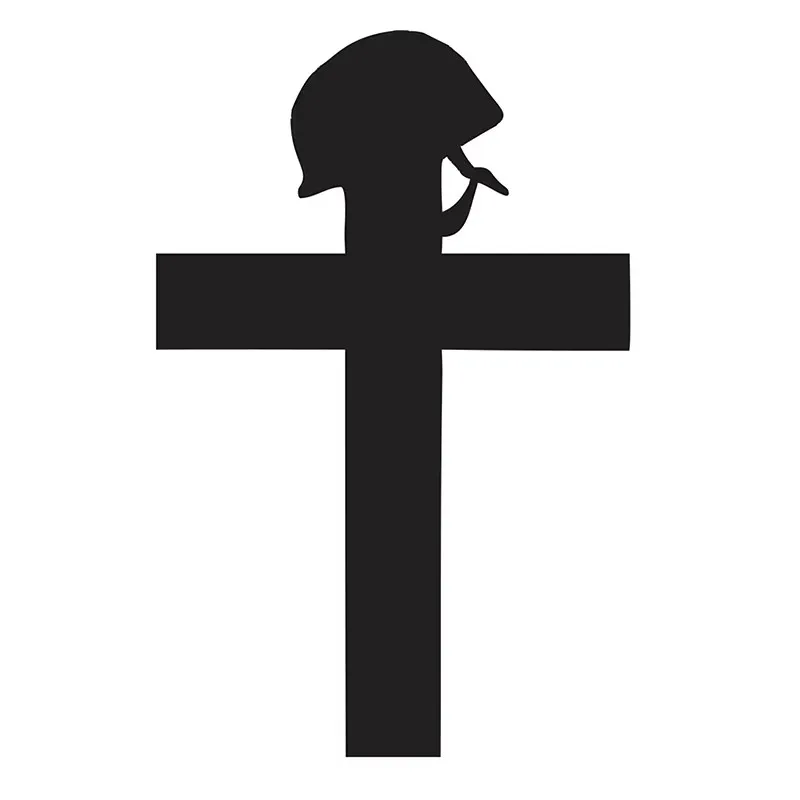 

15*9.7 cm cross helmet tribute to soldiers design window bumper motorcycle decorative vinyl car sticker