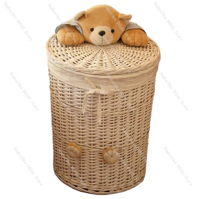 Rattan Dirty Clothes Laundry Organizer Toy Storage Box Household Large Laundry Basket Woven Clothes Storage Basket with Lid